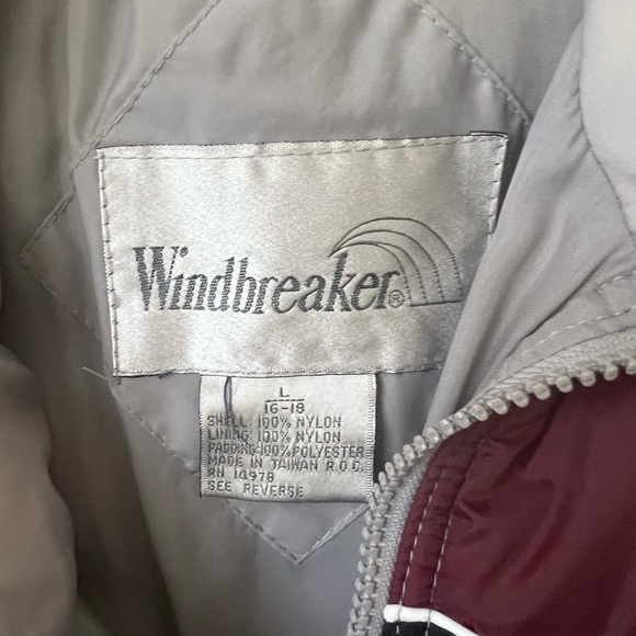 Vintage Chevron Striped Grey Puffer Jacket 1980’s Windbreaker Hipster Coat - Picture 7 of 7